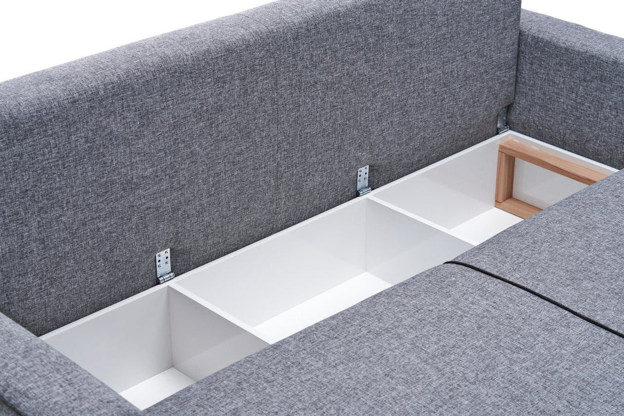 Corner sofa with sleeping function on the left ece gray