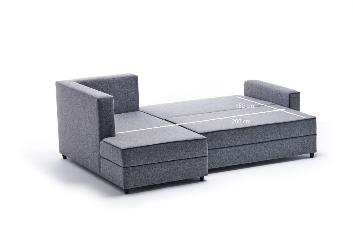 Corner sofa with sleeping function on the left ece gray