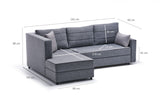 Corner sofa with sleeping function on the left ece gray