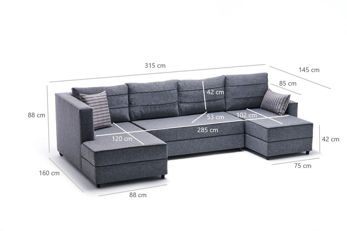 Corner sofa with sleeping function Ece Gray