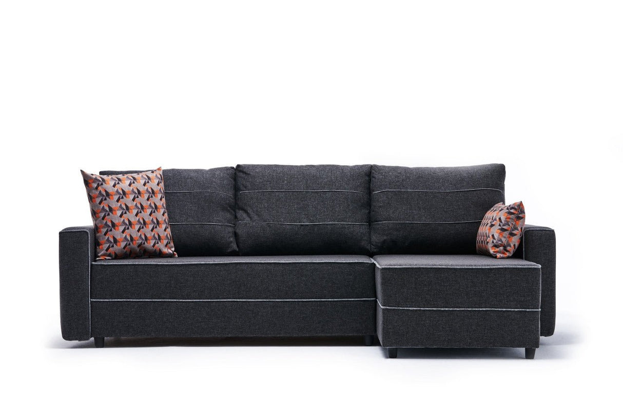 Corner sofa with sleeping function on the right ECE anthracite