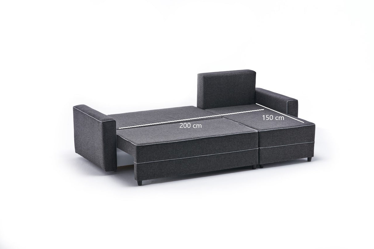 Corner sofa with sleeping function on the right ECE anthracite