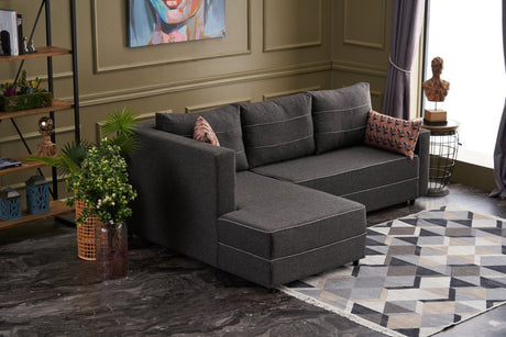 Corner sofa with sleeping function on the left ECE anthracite