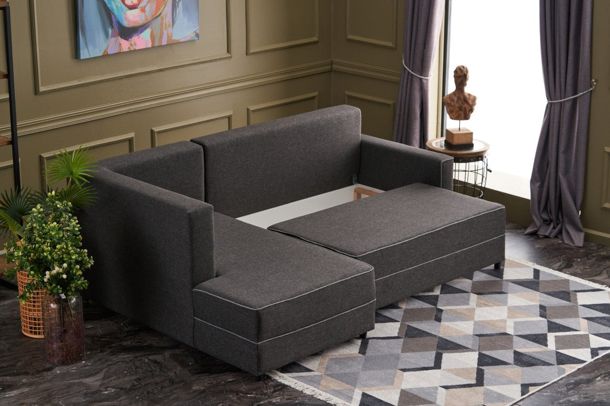 Corner sofa with sleeping function on the left ECE anthracite