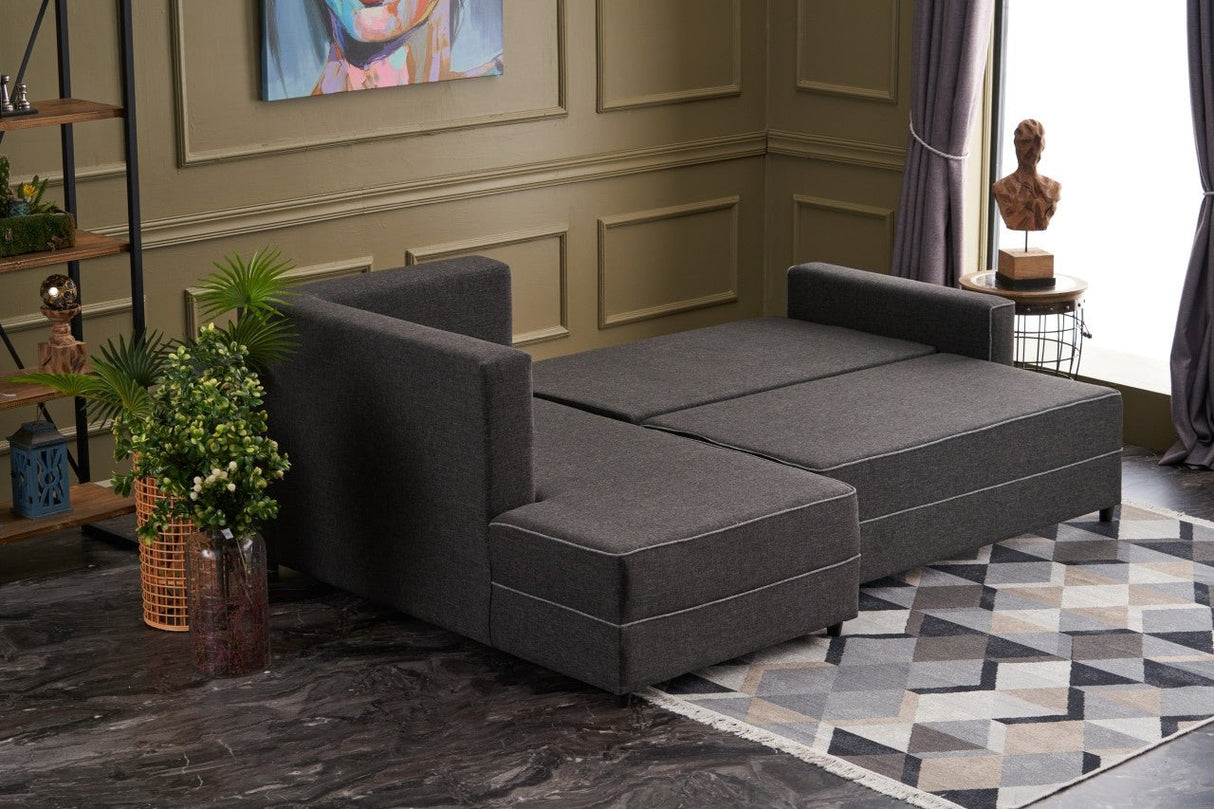 Corner sofa with sleeping function on the left ECE anthracite