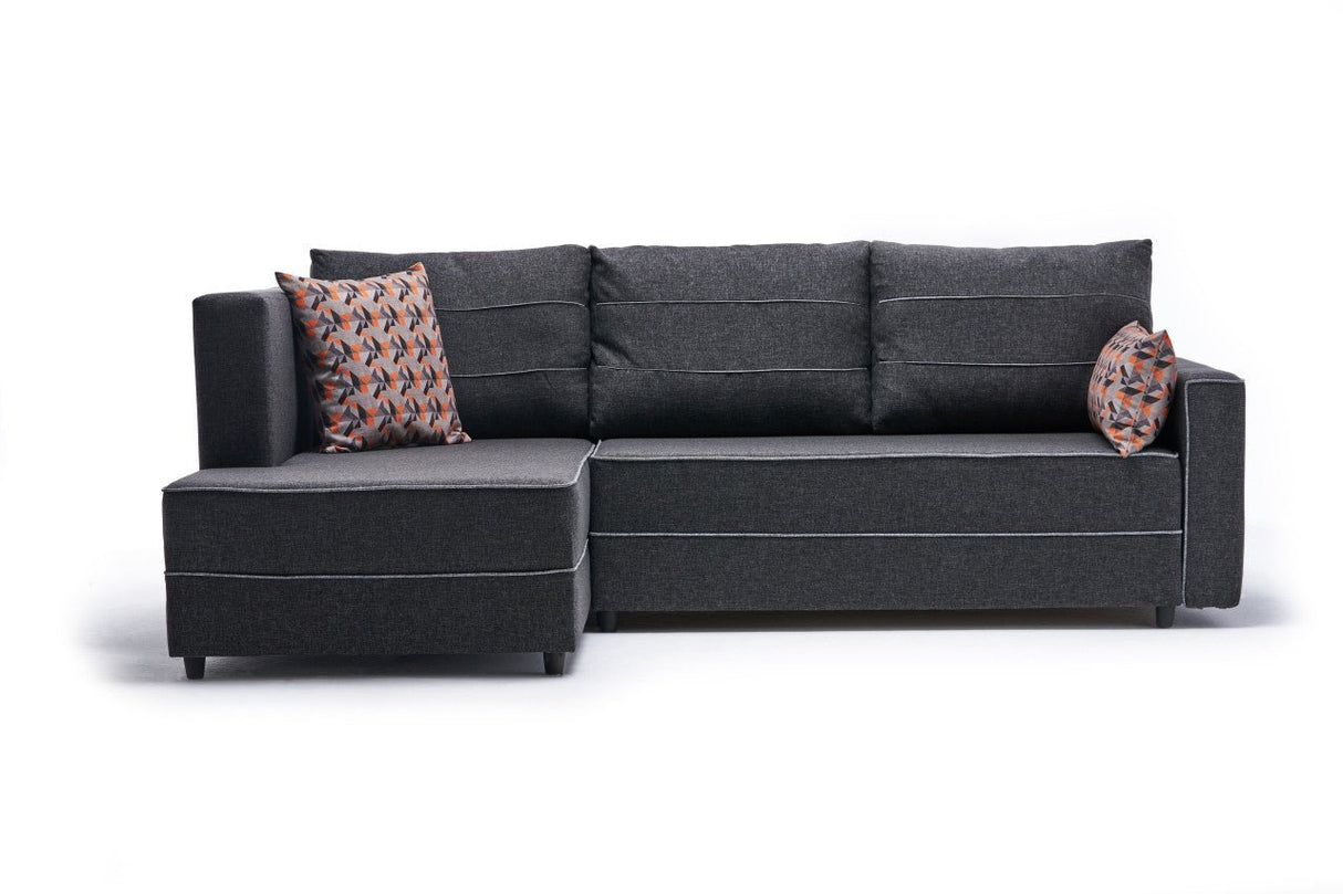 Corner sofa with sleeping function on the left ECE anthracite