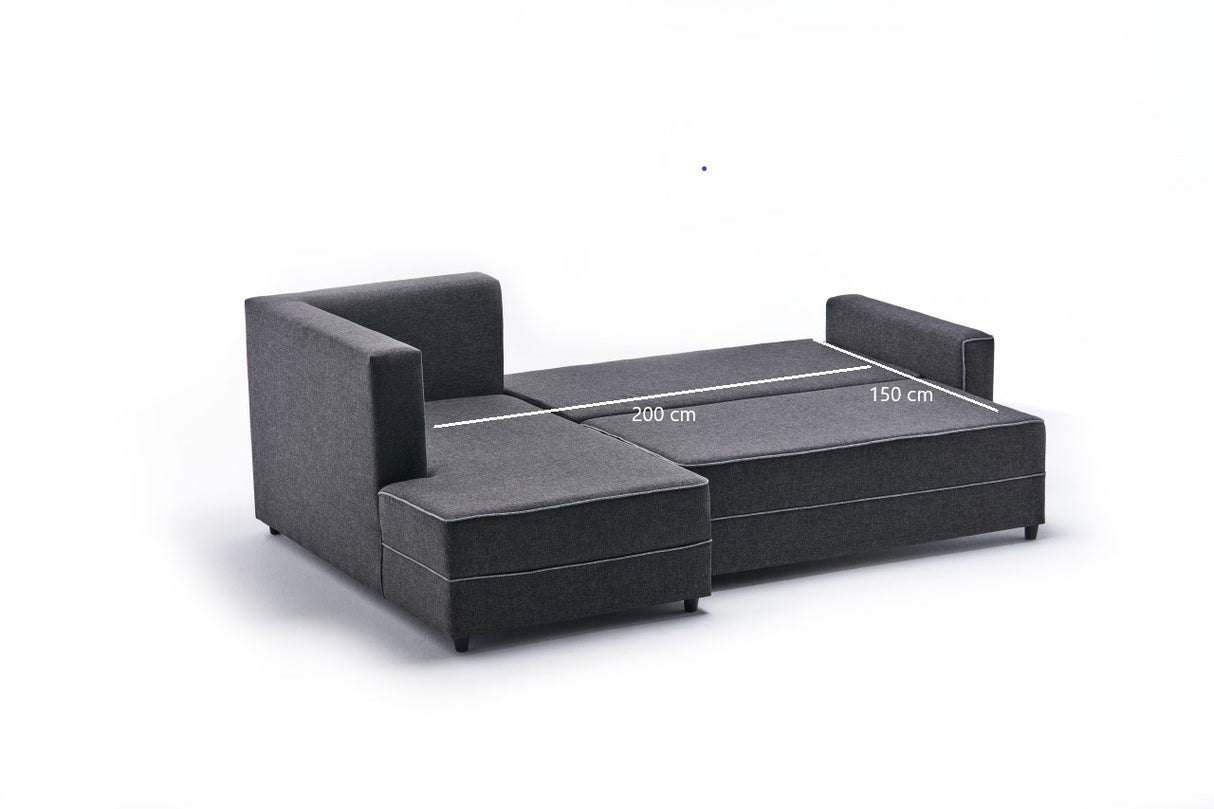 Corner sofa with sleeping function on the left ECE anthracite