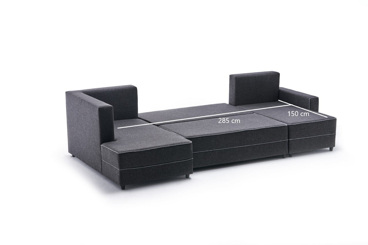 Corner sofa with sleep function ECE anthracite