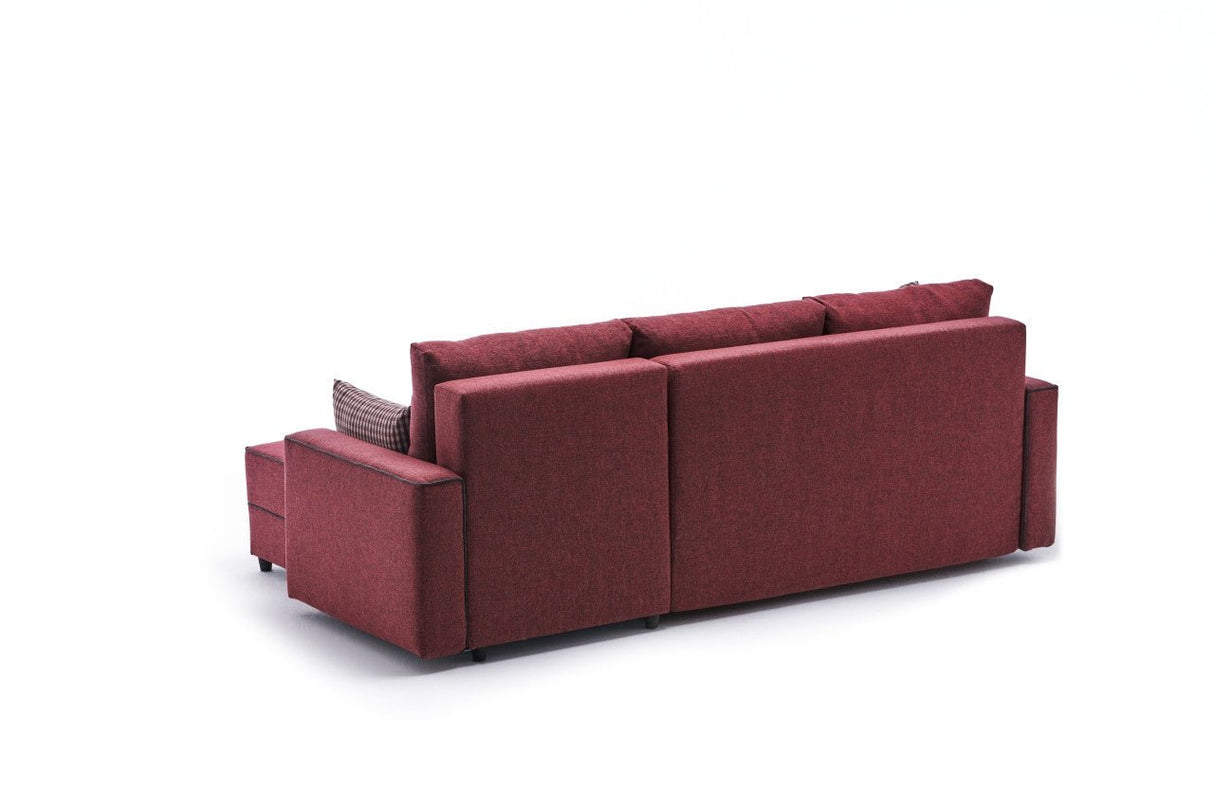 Corner sofa with sleep function on the right Ece Claret red