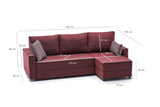 Corner sofa with sleep function on the right Ece Claret red