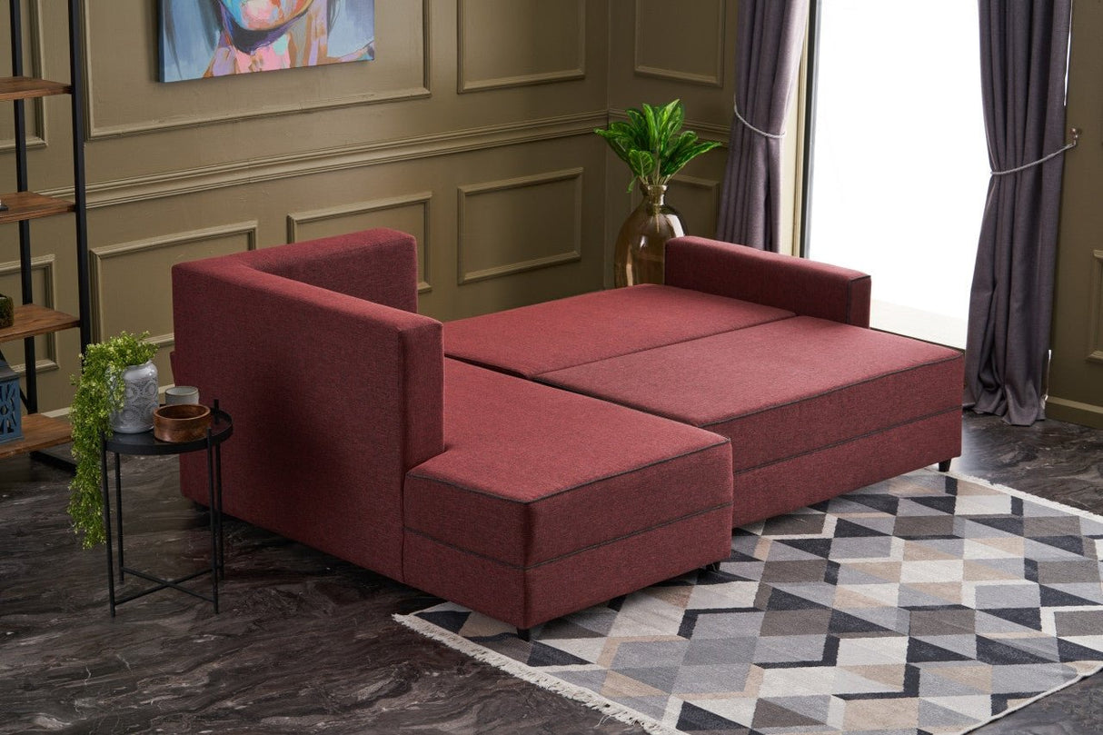 Corner sofa with sleeping function on the left Ece Claret red