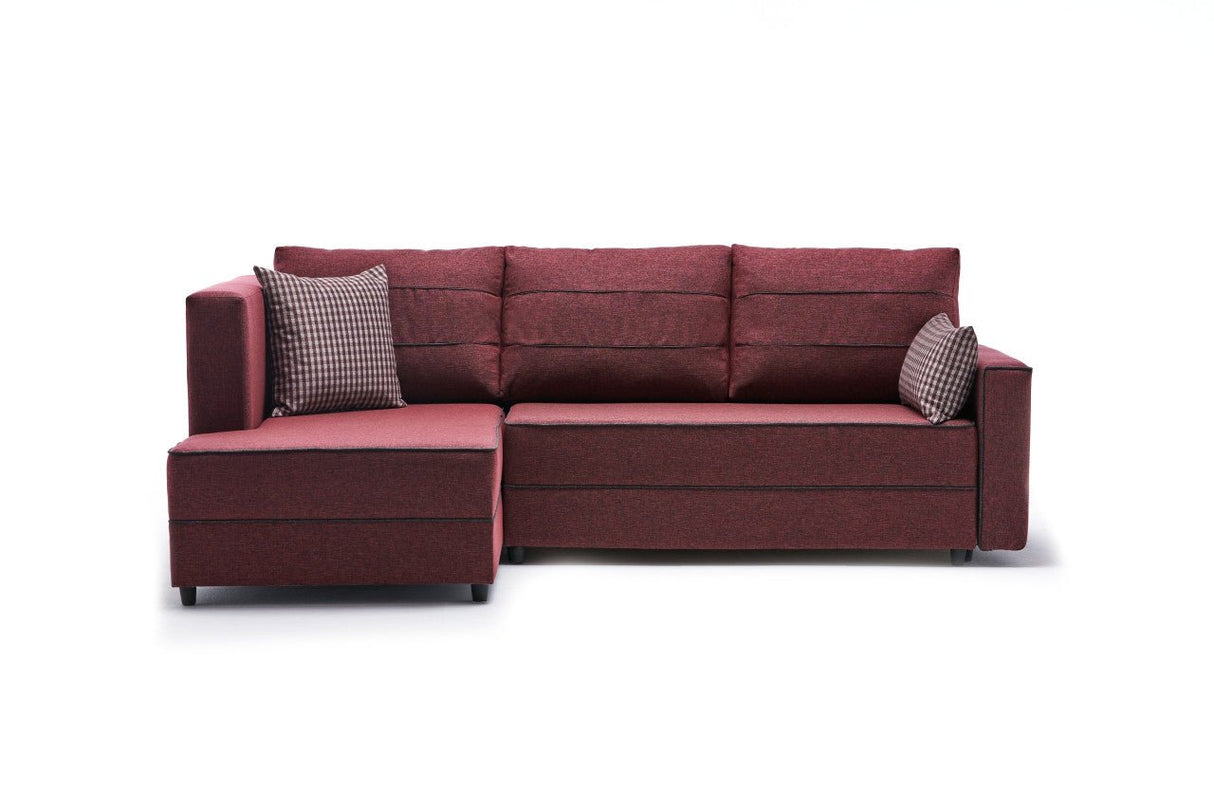 Corner sofa with sleeping function on the left Ece Claret red