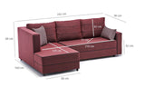 Corner sofa with sleeping function on the left Ece Claret red