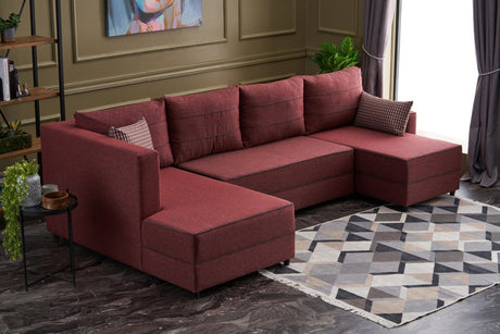 Corner sofa with sleep function Ece Claret Red