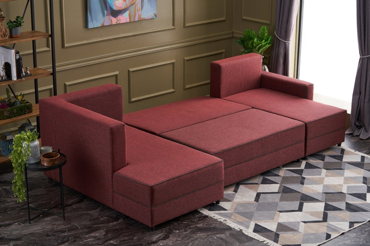 Corner sofa with sleep function Ece Claret Red