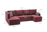 Corner sofa with sleep function Ece Claret Red