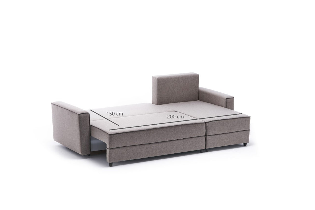 Corner sofa with sleeping function on the right ece cream