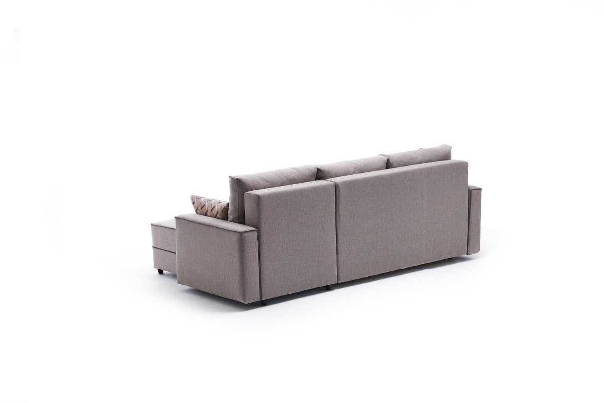 Corner sofa with sleeping function on the right ece cream