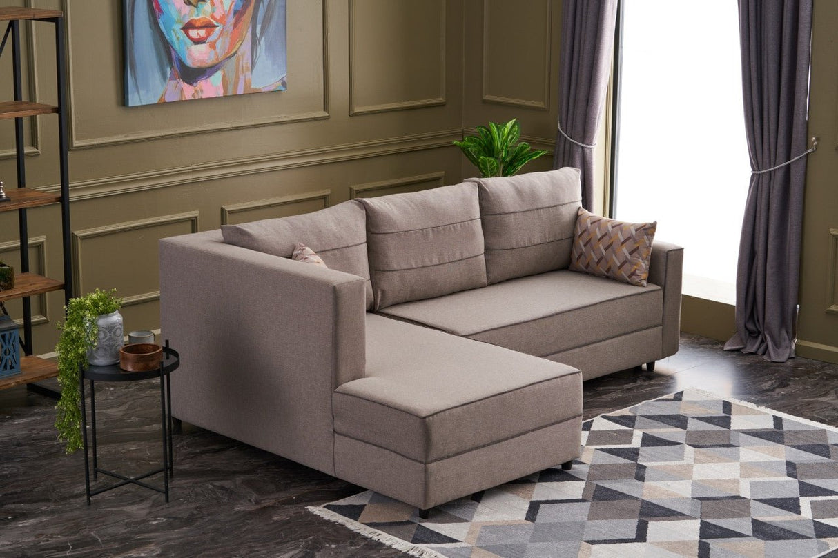 Corner sofa with sleeping function on the left ece cream