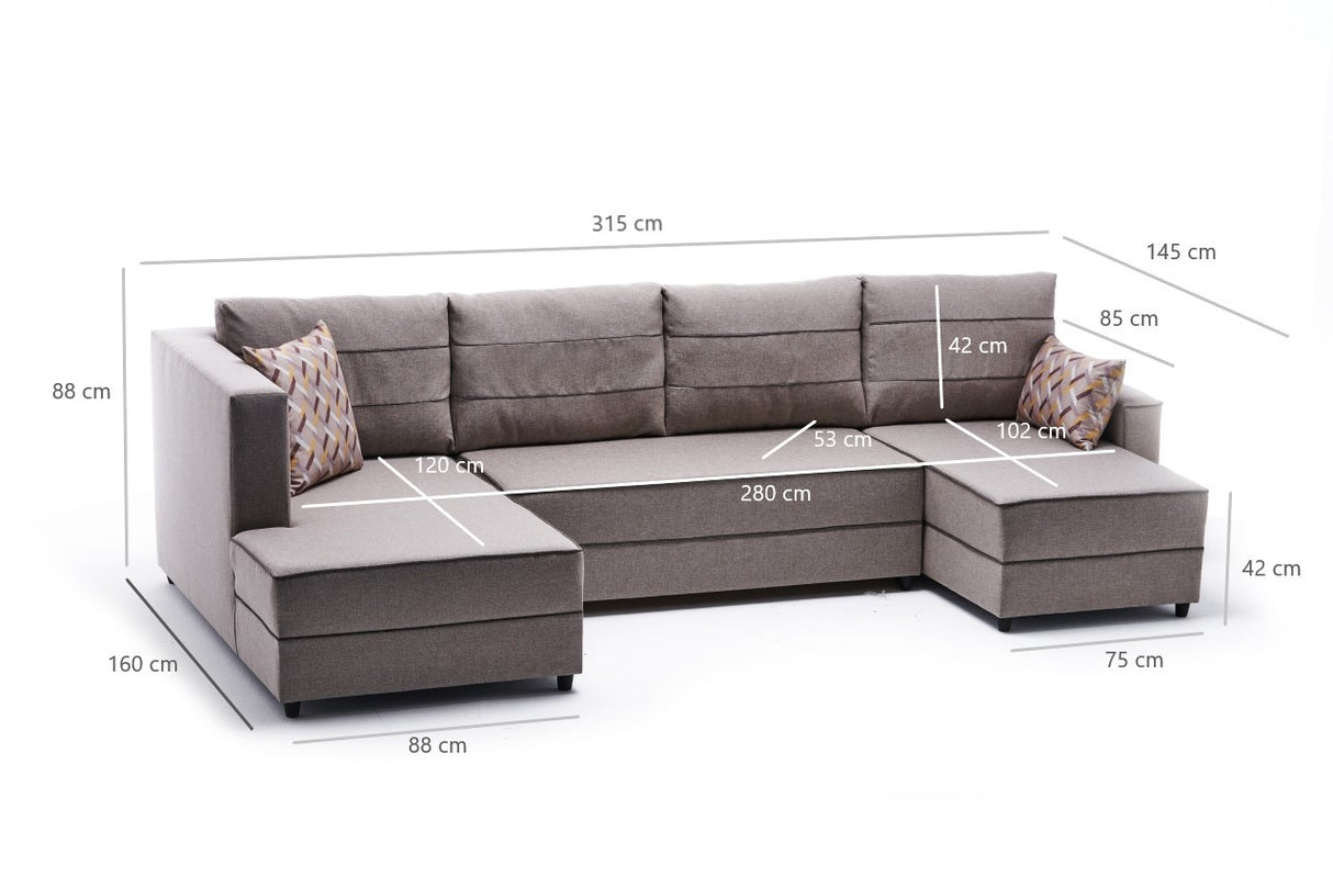 Corner sofa with sleep function Ece cream