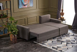 Corner sofa with sleeping function on the right ece brown