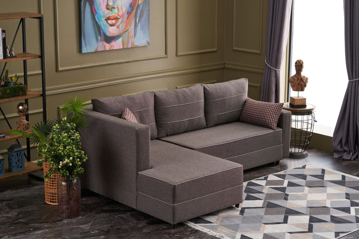 Corner sofa with sleeping function on the left ece brown