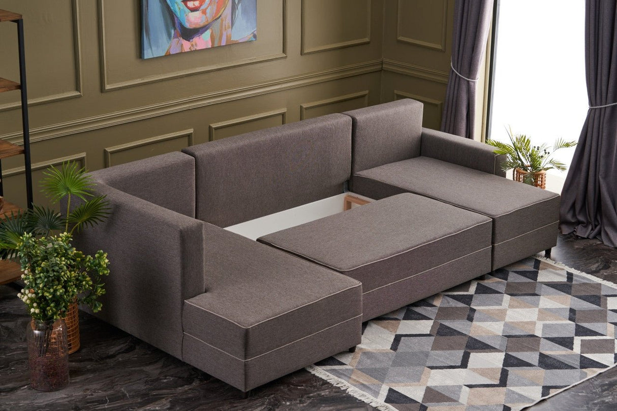 Corner sofa with sleep function ECE Brown