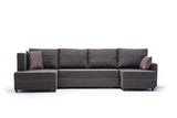 Corner sofa with sleep function ECE Brown