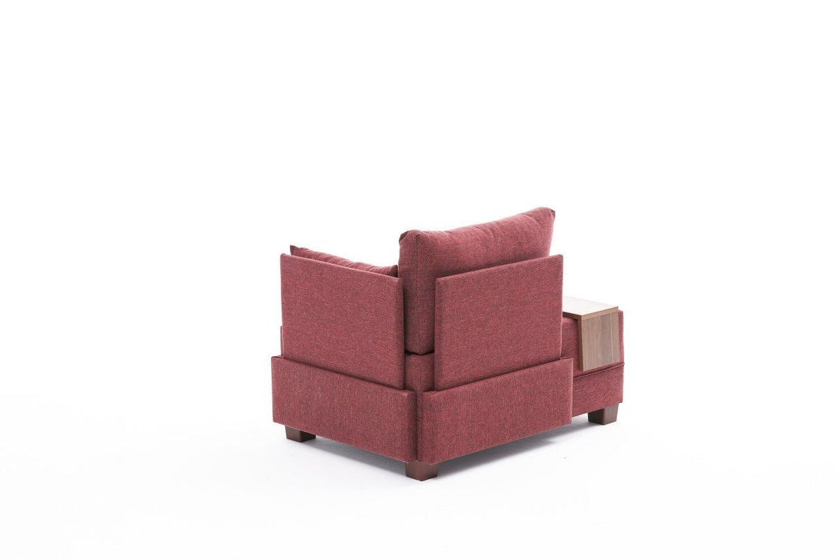 Armchair on the right fly claret red