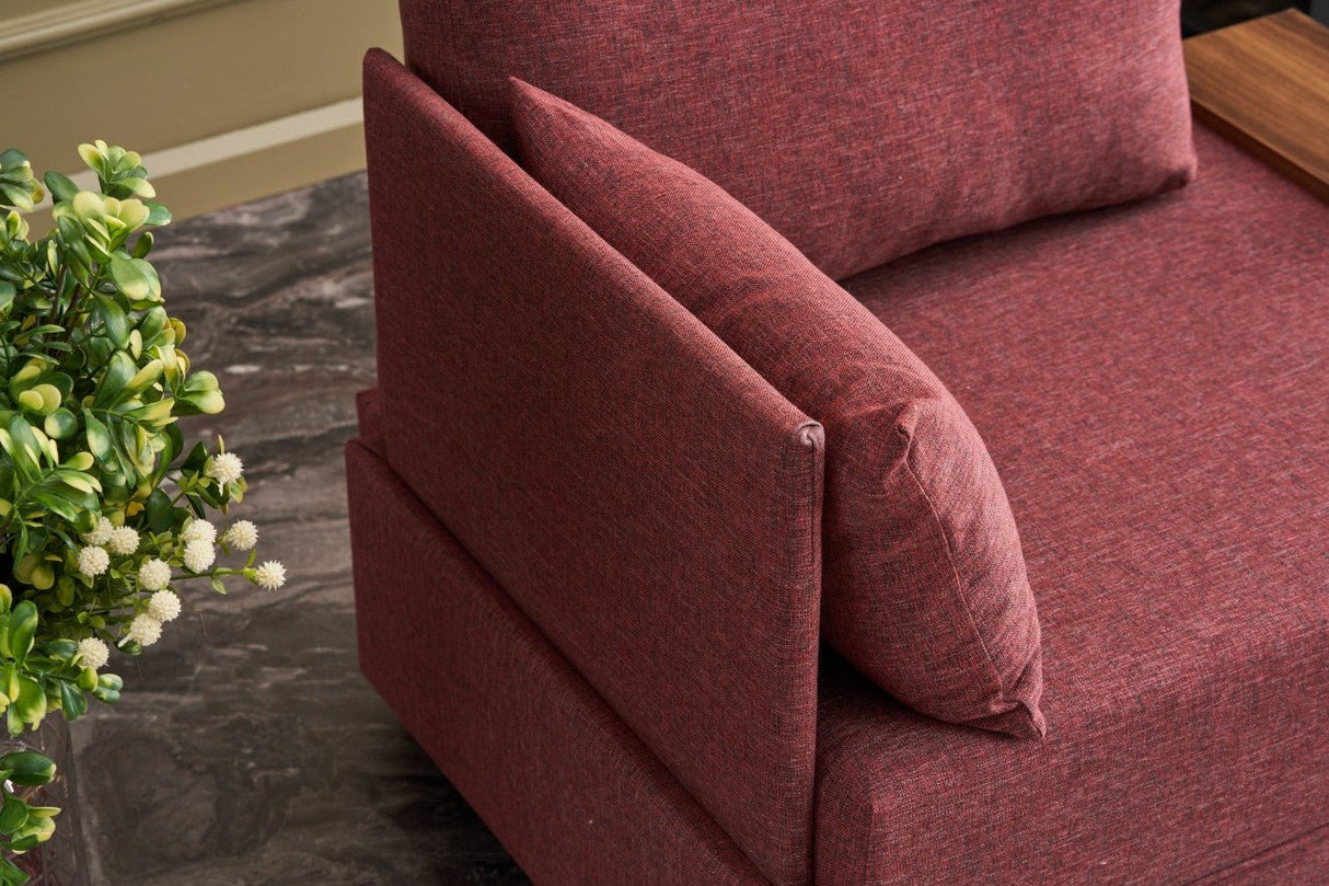 Armchair left fly claret red