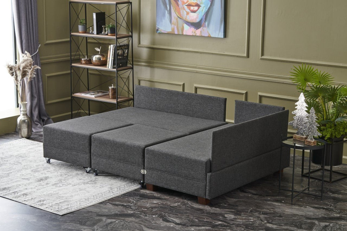 Corner sofa with sleeping function on the right fly anthracite