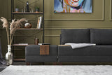 Corner sofa with sleeping function on the right fly anthracite