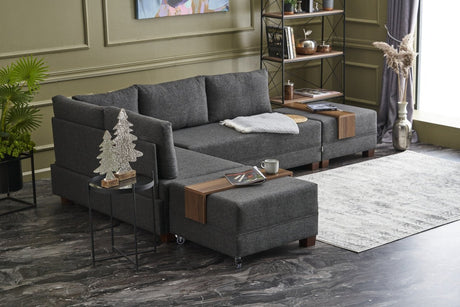 Corner sofa with sleeping function on the left fly anthracite