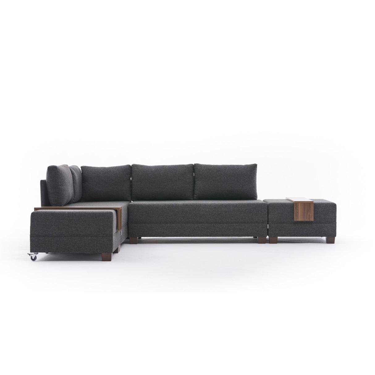 Corner sofa with sleeping function on the left fly anthracite