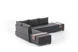 Corner sofa with sleeping function on the left fly anthracite