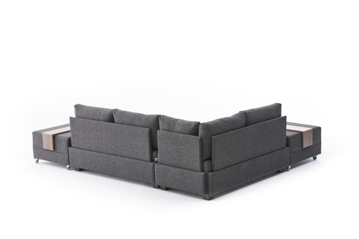 Corner sofa with sleeping function on the left fly anthracite