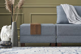 Corner sofa with sleeping function on the right fly blue