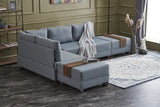 Corner sofa with sleeping function on the left fly blue