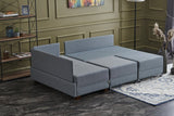 Corner sofa with sleeping function on the left fly blue