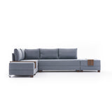 Corner sofa with sleeping function on the left fly blue