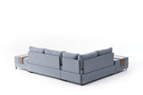 Corner sofa with sleeping function on the left fly blue