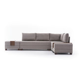 Corner sofa with sleeping function on the right fly cream