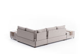 Corner sofa with sleeping function on the right fly cream