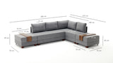 Corner sofa with sleeping function on the right fly cream