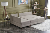 Corner sofa with sleeping function on the left fly cream