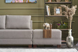 Corner sofa with sleeping function on the left fly cream