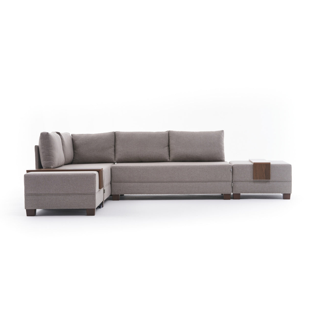 Corner sofa with sleeping function on the left fly cream