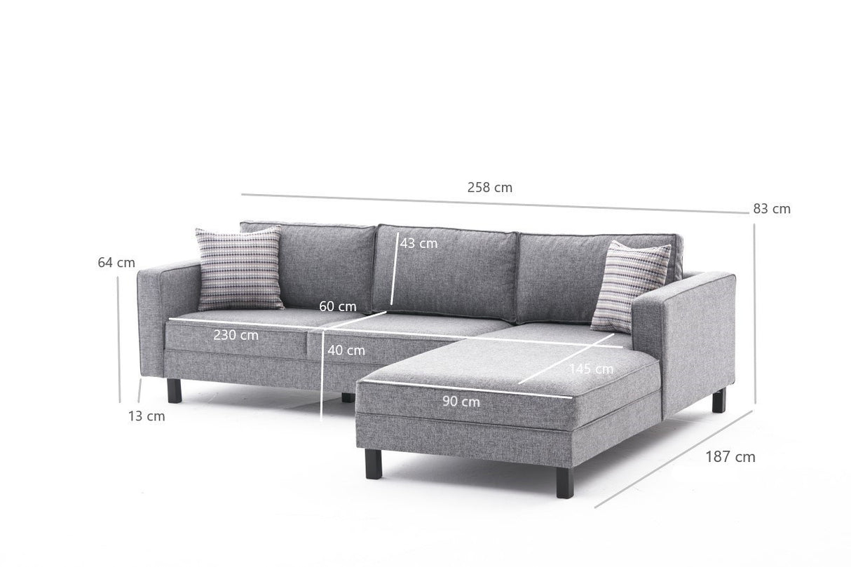 Corner sofa right bare gray