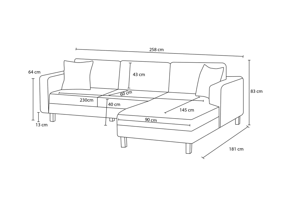 Corner sofa left bare gray