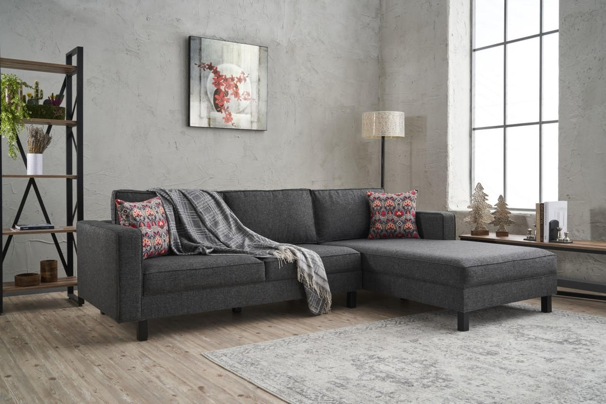 Corner sofa on the right bare anthracite